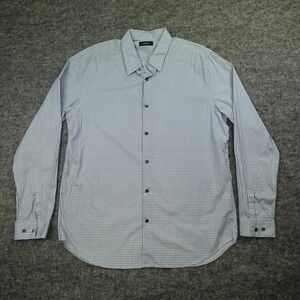 Theory Shirt Mens Extra Large Blue Geometric Irving Button Up Long Sleeve Office